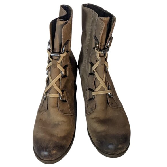 Sorel tan wedge high heel lace-up boot - Picture 3 of 12